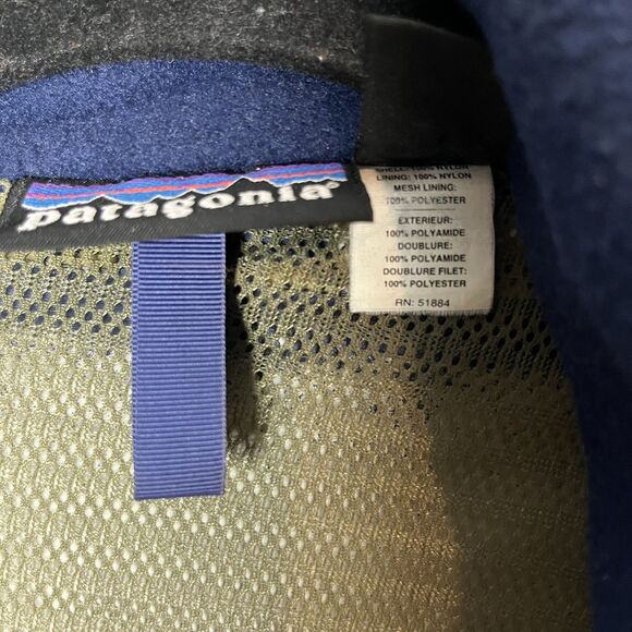 Patagonia Jacket Mens Large Blue Full Zip Nylon Coat Hideaway Hoodie Lined 203 - Picture 3 of 9